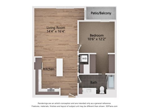 Floor plan for 1 bed, 1 bath, 809 sqft